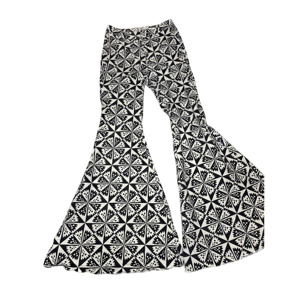 We the Free Free People Just Float On High Waist Flare Black White 27